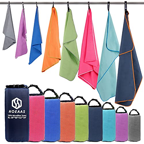 HOEAAS 2 Pack Microfiber Camping Towels Quick Dry Towel Super